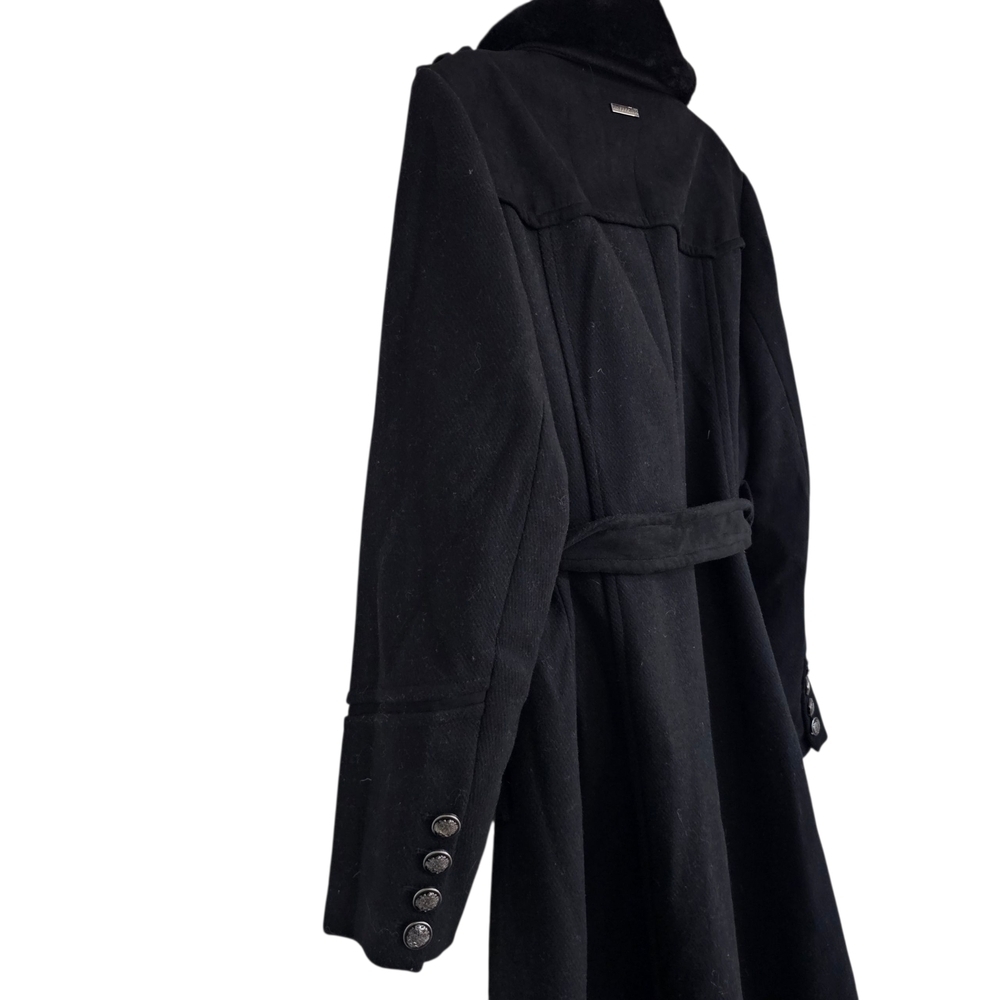 Vince Camuto Black Faux Fur Collar Coat - Picture 3 of 8